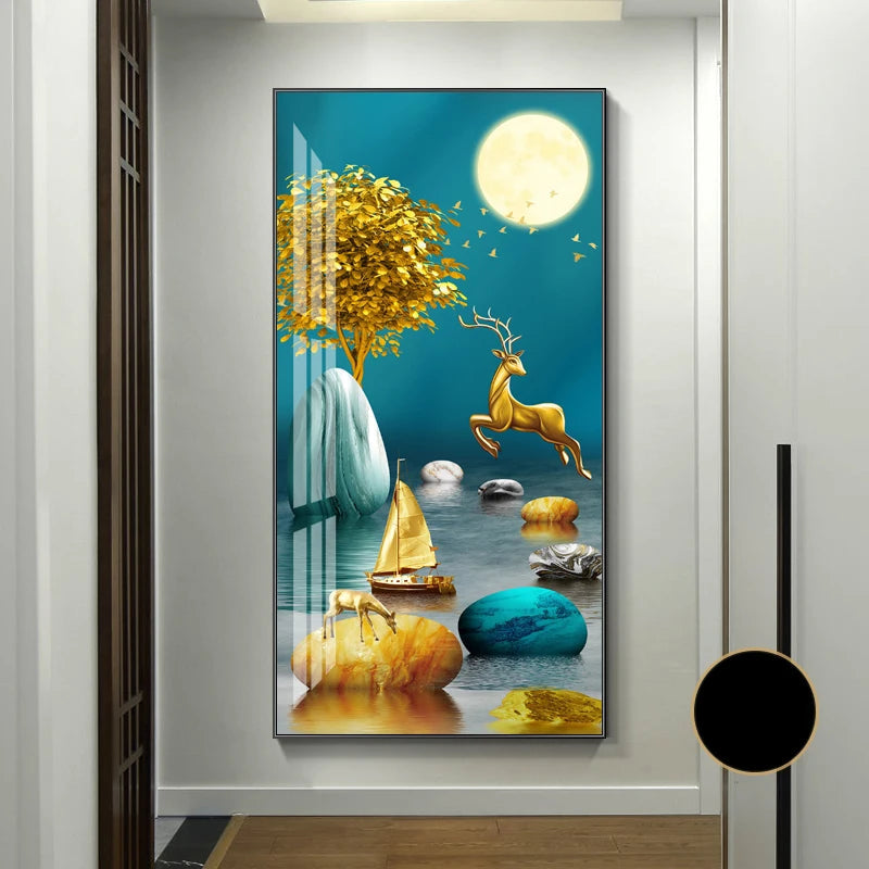 Abstract Zen Stone Feng Shui Wall Art Fine Art Canvas Prints Auspicious Wall Art For Living Room Dining Room Contemporary Foyer Art Decor