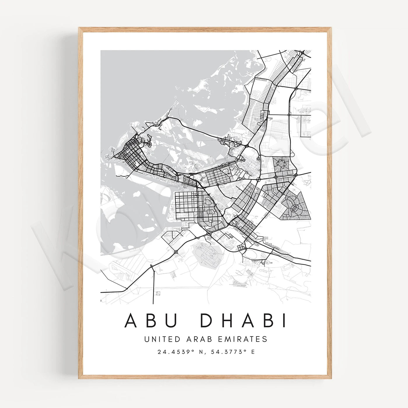 Abu Dhabi City Map Posters Wall Map Wall Art Black White Fine Art Canvas Prints Stylish Minimalist Posters For Home/Office