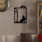 Add an elegant touch to your home with this 3D metal wall art featuring a black cat and birds in silhouette. Hand-crafted with iron, this plaque adds a unique and modern element to any living or dining room. Perfect for cat lovers, this piece also makes a great gift. 