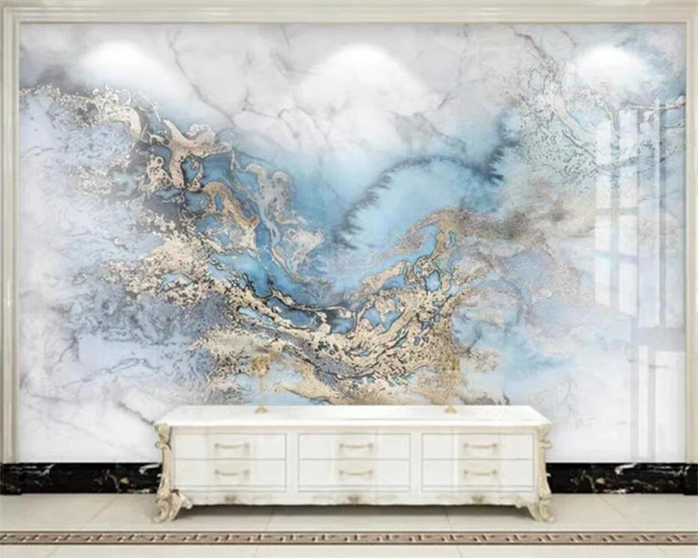 Modern Light Luxury Large Format Liquid Marble Print Wallpaper Fresco Art Big Mural For Living Room Wall Covering TV Background Art Decor