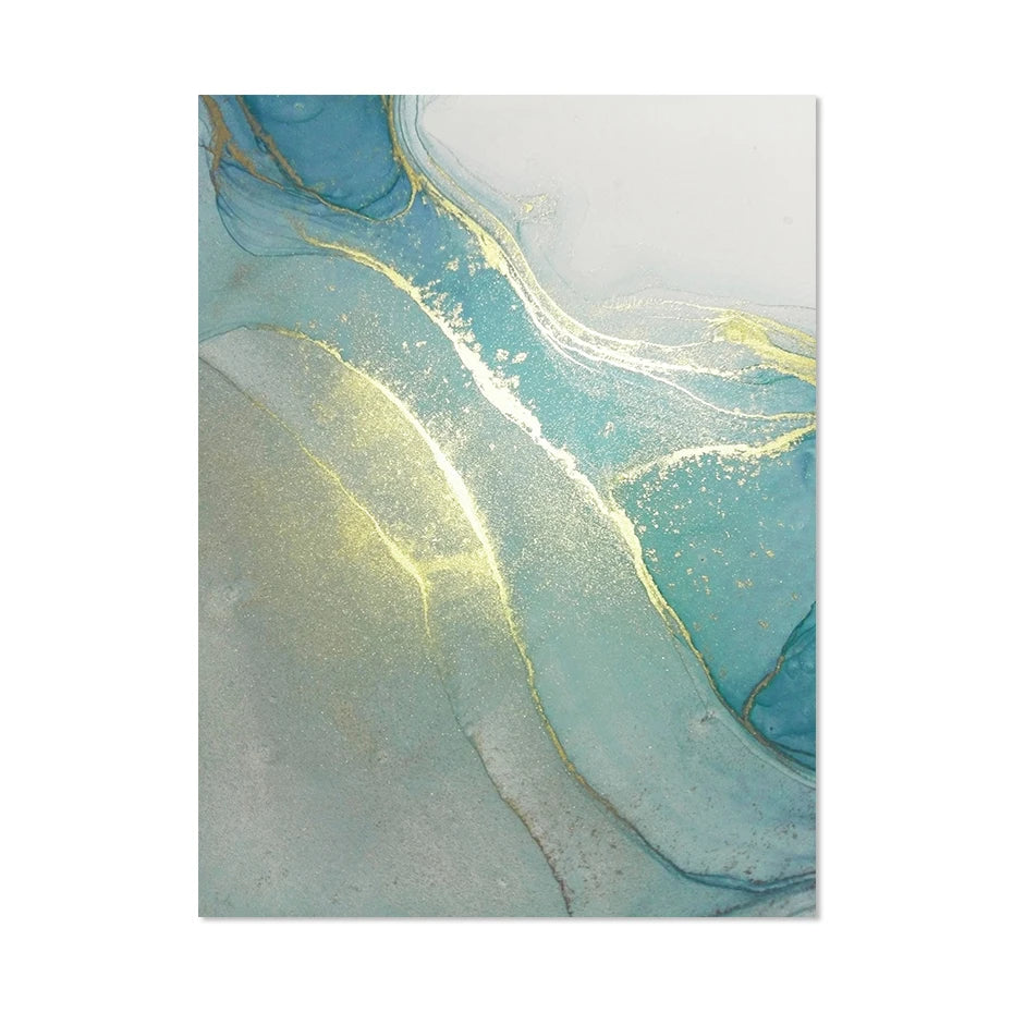Blue Green Turquoise Liquid Marble Wall Art Fine Art Canvas Prints Modern Abstract Pictures For Living Room Bedroom Boutique Hotel Room Art Decor