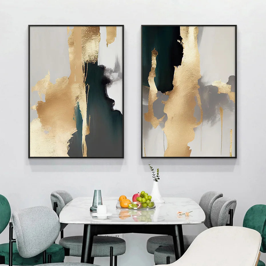 Modern Abstract Golden Textural Neutral Colors Wall Art Fine Art Canvas Prints Posters Pictures For Living Room Light Luxury Home Decor