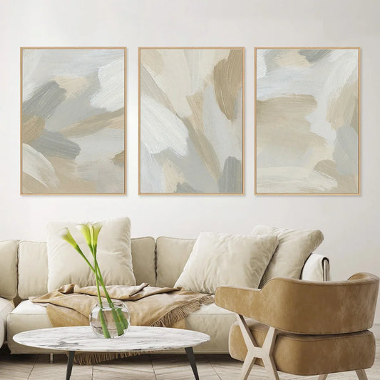 Neutral Colors Abstract Thick Brush Painting Wall Art Fine Art Canvas Prints Posters Pictures For Modern Living Room Bedroom Art Decor