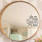 Affirmation Cards"You Are Strong Beautiful Brave"English Mirror Stickers for Bedroom Cloakroom Window Decoration Wall Decals