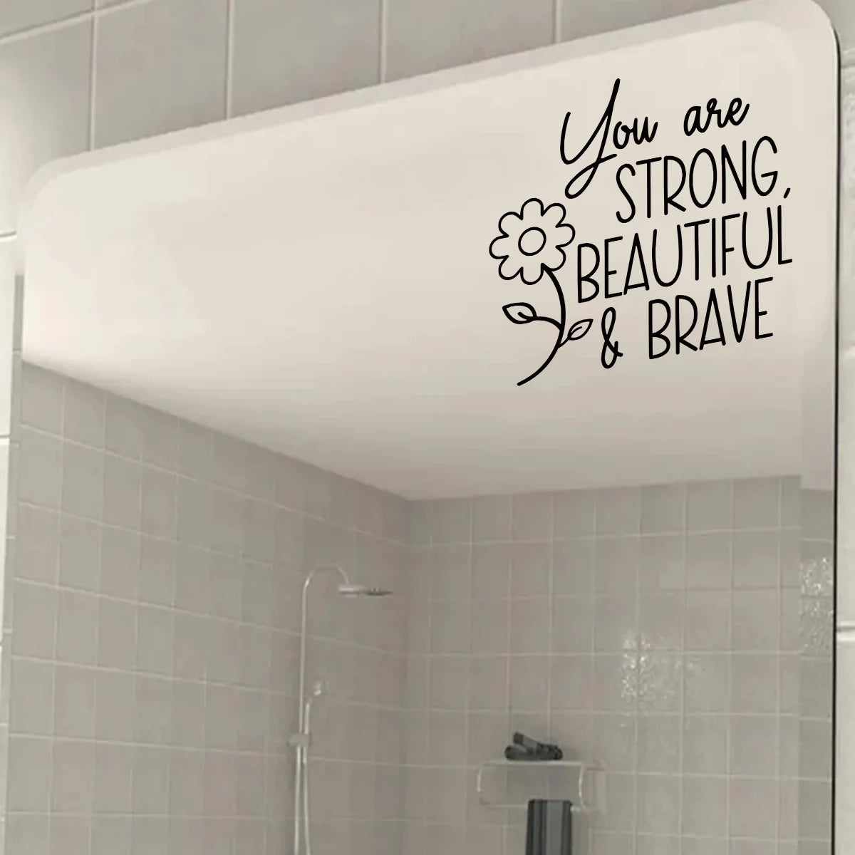 Affirmation Cards"You Are Strong Beautiful Brave"English Mirror Stickers for Bedroom Cloakroom Window Decoration Wall Decals