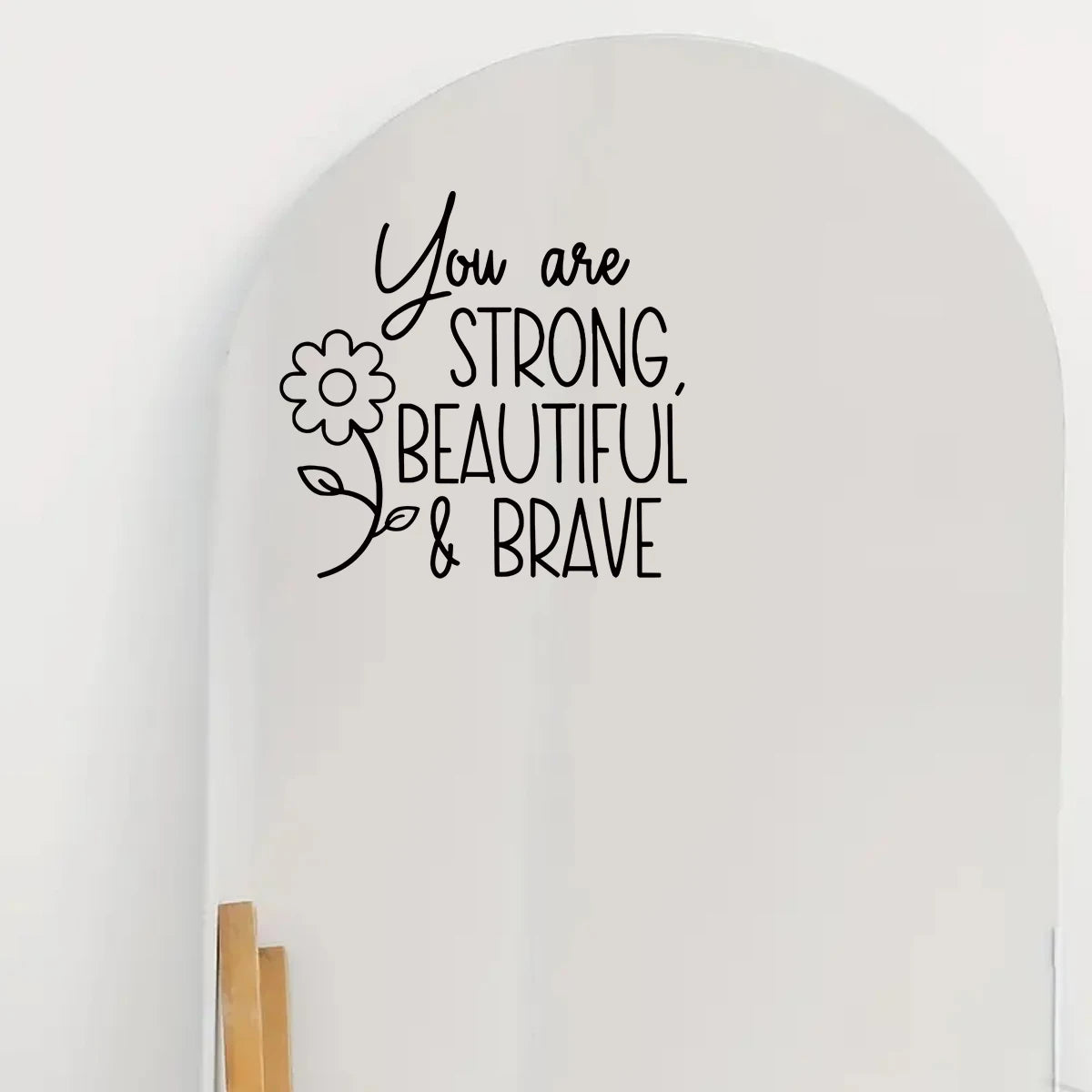 Affirmation Cards"You Are Strong Beautiful Brave"English Mirror Stickers for Bedroom Cloakroom Window Decoration Wall Decals