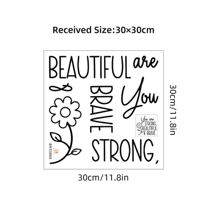 Affirmation Cards"You Are Strong Beautiful Brave"English Mirror Stickers for Bedroom Cloakroom Window Decoration Wall Decals