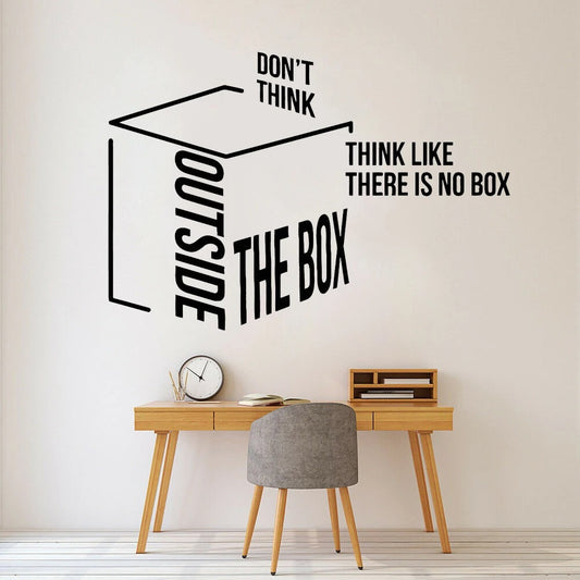 Alternative Think Outside The Box Wall Decal Motivation Quote For Office Idea Wall Stickers Removable Mural For Inspirational Creative Thinking