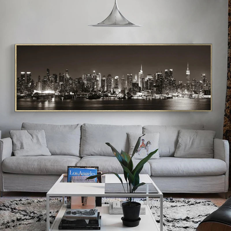 American Nights Cityscape Wall Art Fine Art Canvas Prints City Lights Poster Wide Format Landscape Picture For Above The Sofa Art For Above The Bed