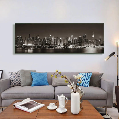 American Nights Cityscape Wall Art Fine Art Canvas Prints City Lights Poster Wide Format Landscape Picture For Above The Sofa Art For Above The Bed