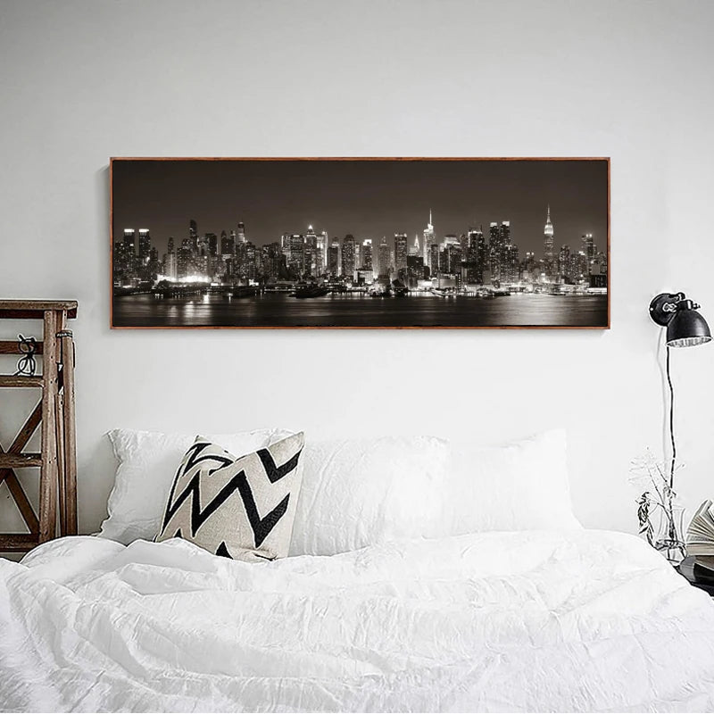 American Nights Cityscape Wall Art Fine Art Canvas Prints City Lights Poster Wide Format Landscape Picture For Above The Sofa Art For Above The Bed