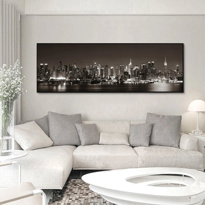 American Nights Cityscape Wall Art Fine Art Canvas Prints City Lights Poster Wide Format Landscape Picture For Above The Sofa Art For Above The Bed