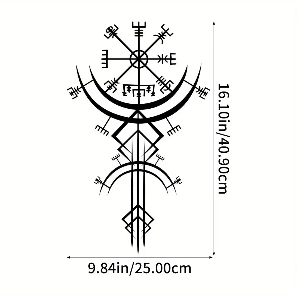 Ancient Viking Runic Compass Metal Wall Art Decorative Plaque 3d Iron Crafted Mythological Wall Decoration For Living Room Abstract Nordic Art Decor