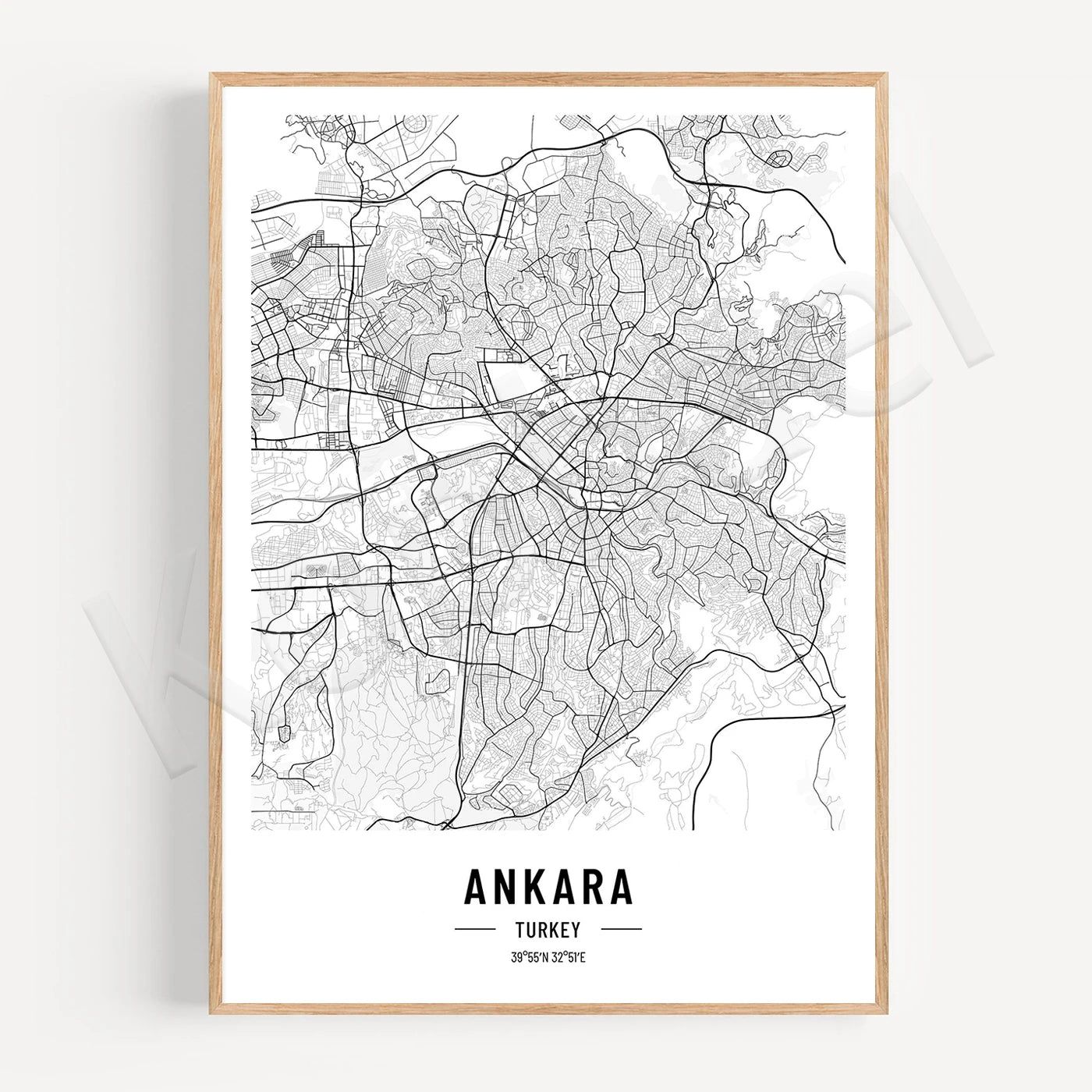 Ankara City Map Posters Wall Art Black White Fine Art Canvas Prints Stylish Minimalist Posters For Home/Office 2025