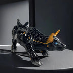 Auspicious Golden Bull Figurine Feng Shui Wealth Statue Resin Ornament Decoration For Desktop Living Room Coffee Table Light Luxury Home/Office Decor