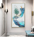 Auspicious Golden Deer Flowing Abstract Landscape Wall Art Fine Art Canvas Prints Inspirational Pictures For Living Room Dining Room Art Decor