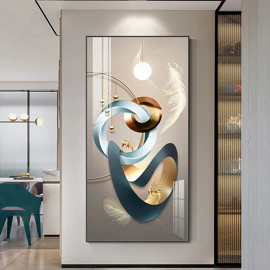 Auspicious Golden Deer Wall Art Fine Art Canvas Prints Modern Aesthetics Artworks For Living Room Reception Room Light Luxury Foyer Art Decor 2025