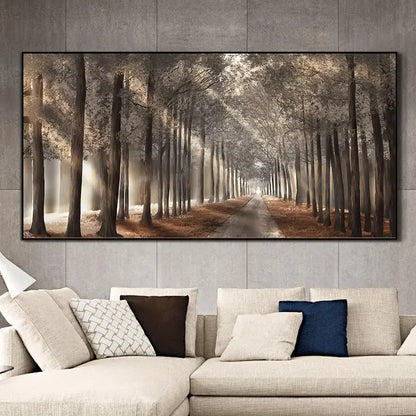 Autumn Sunshine Forest Wall Art Fine Art Canvas Print Natural Landscape Picture For Living Room Dining Room Scandinavian Home Decor