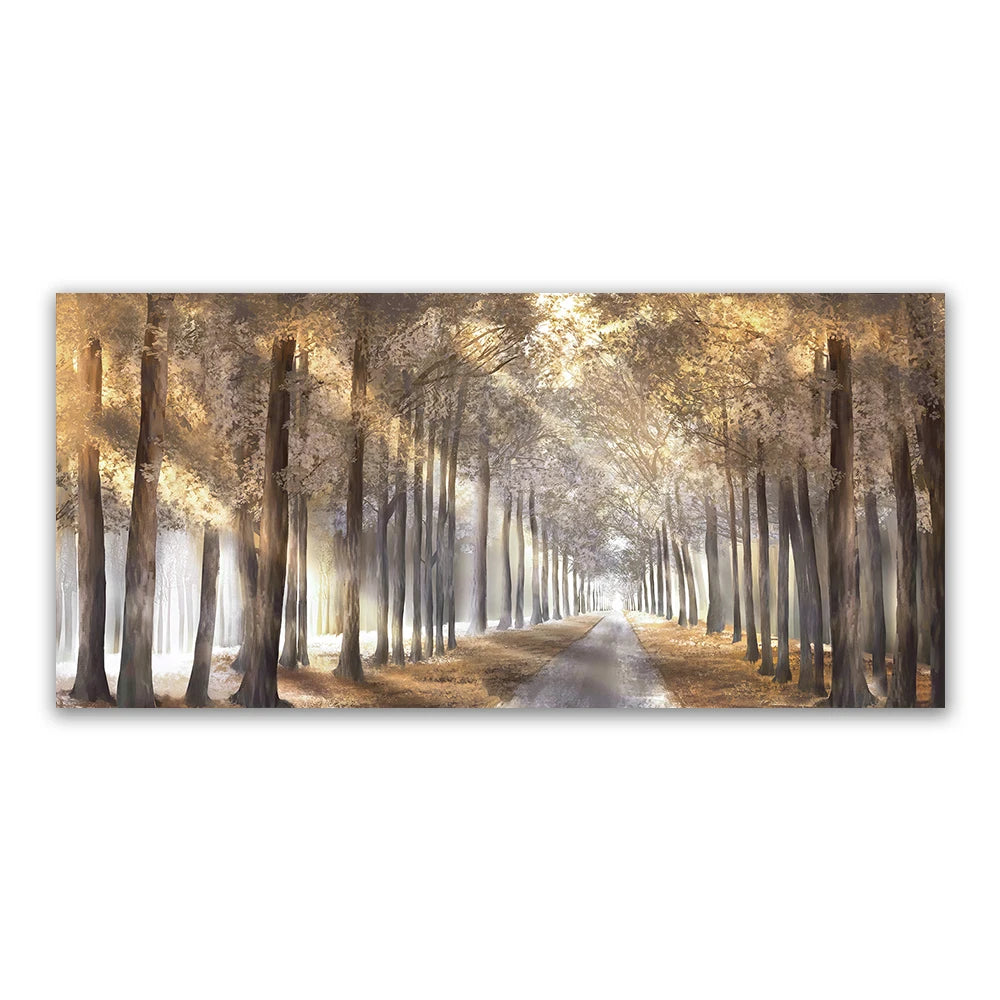 Autumn Sunshine Forest Wall Art Fine Art Canvas Print Natural Landscape Picture For Living Room Dining Room Scandinavian Home Decor