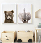 Bear Bunny Elephant Baby Animals Posters Wall Art Fine Art Canvas Prints Cute Pictures For Baby's Room Children's Room Nordic Nursery Art Decor 2025