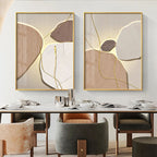 Contemporary Minimalist Design Textural Abstract Wall Art With Luxurious Golden Line Fine Art Canvas Prints For Modern Interiors
