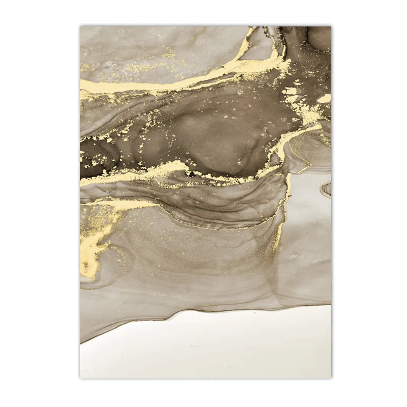 Beige Golden Flowing Liquid Marble Print Wall Art Fine Art Canvas Prints Chic Pictures For Modern Apartment Living Room Trendy Bedroom Art Decor