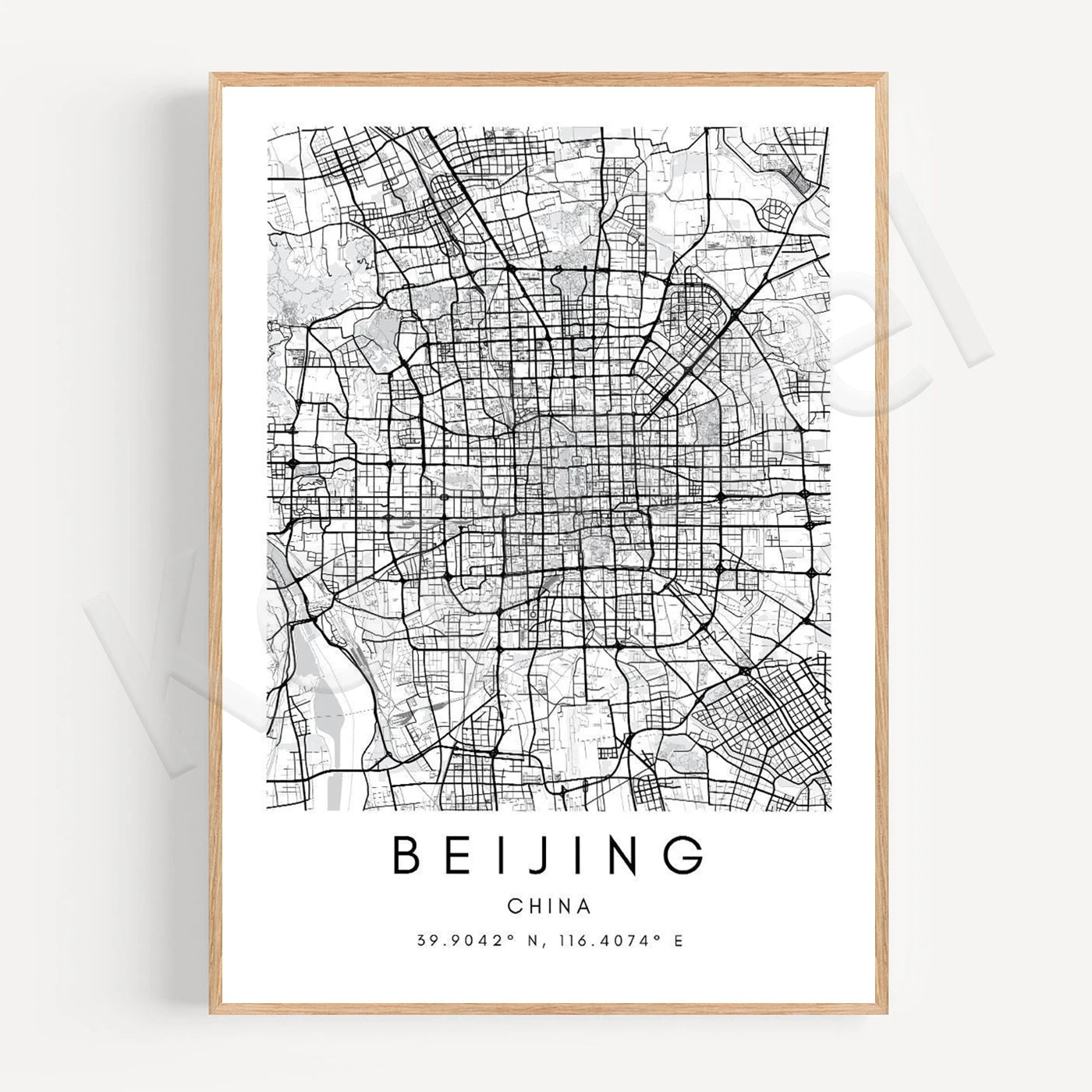 Beijing City Map Posters Wall Map Wall Art Black White Fine Art Canvas Prints Stylish Minimalist Posters For Home/Office