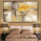 Big Size Modern Abstract Wall Art Fine Art Canvas Prints Golden Brown Yellow Beige Cream Contemporary Painting For Living Room Bedroom Home Office Decor