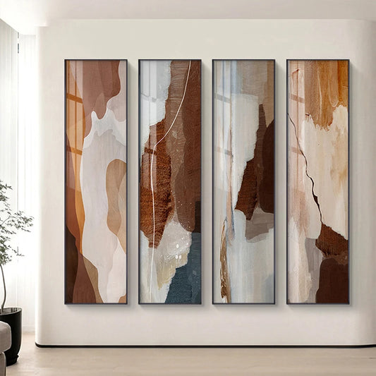 Big Sizes Vertical Format Modern Abstract Wall Art Fine Art Canvas Prints Natural Neutral Color Pictures For Entrance Hall Home Office Decor