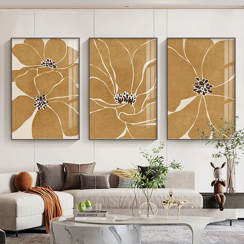 Big Floral Abstract Botanical Wall Art Fine Art Canvas Prints Pictures For Modern Apartment Living Room Dining Room Contemporary Foyer Art Decor