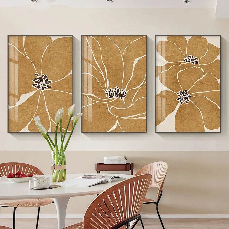 Big Floral Abstract Botanical Wall Art Fine Art Canvas Prints Pictures For Modern Apartment Living Room Dining Room Contemporary Foyer Art Decor