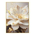 Big Golden White Petal Floral Wall Art Fine Art Canvas Prints Modern Botanical Pictures For Living Room Reception Foyer Light Luxury Floral Wall Decor