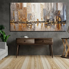 Big Sizes Abstract City Skyline Wall Art Fine Art Canvas Print Neutral Tones Modern Cityscape Picture For Urban Apartment Living Room Decor
