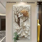 Big Sizes Abstract Tree Goddess Wall Art Fine Art Canvas Print - Sculptural Relief Design Artwork for Contemporary Neutral Home Décor & Artistic Statement Walls