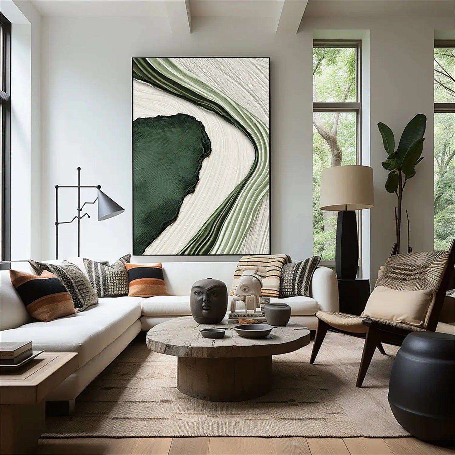 Big Sizes Abstract Wall Art Fine Art Canvas Prints Green Beige Golden Flowing Textural Design Pictures For Modern Apartment Living Room Foyer Art Decor 2025 00