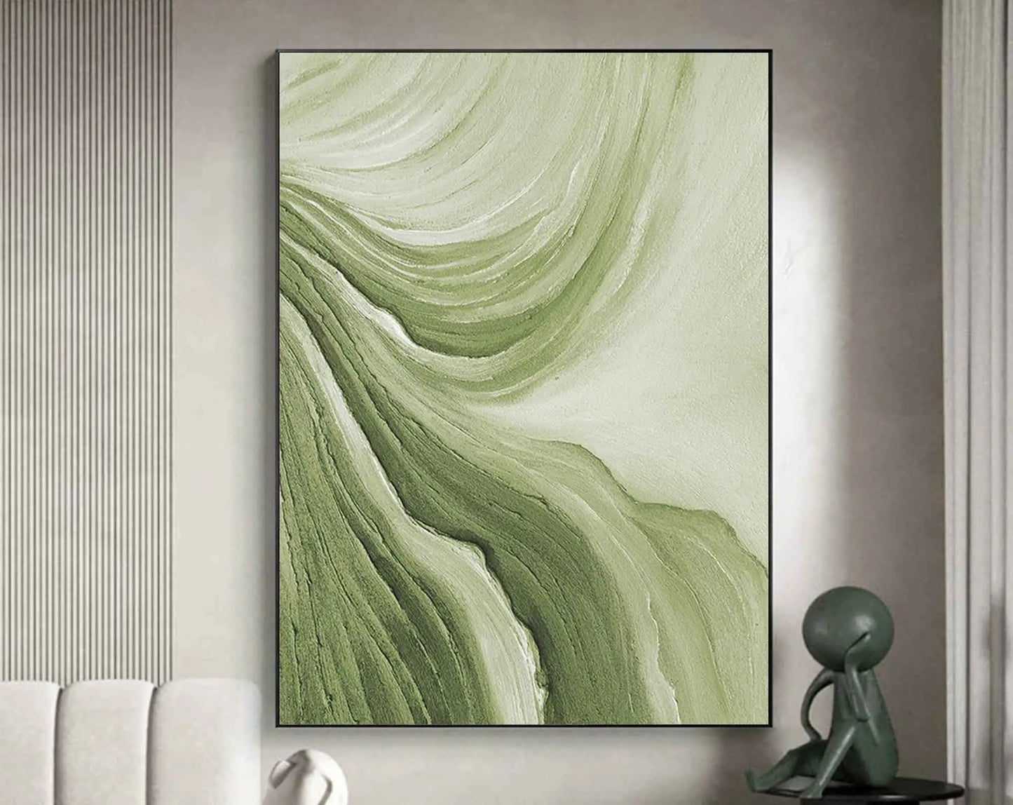 Big Sizes Abstract Wall Art Fine Art Canvas Prints Green Beige Golden Flowing Textural Design Pictures For Modern Apartment Living Room Foyer Art Decor 2025 00