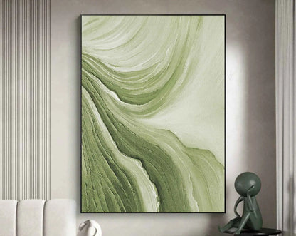 Big Sizes Abstract Wall Art Fine Art Canvas Prints Green Beige Golden Flowing Textural Design Pictures For Modern Apartment Living Room Foyer Art Decor 2025 00