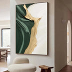 Big Sizes Abstract Wall Art Fine Art Canvas Prints Green Beige Golden Flowing Textural Design Pictures For Modern Apartment Living Room Foyer Art Decor 2025 00