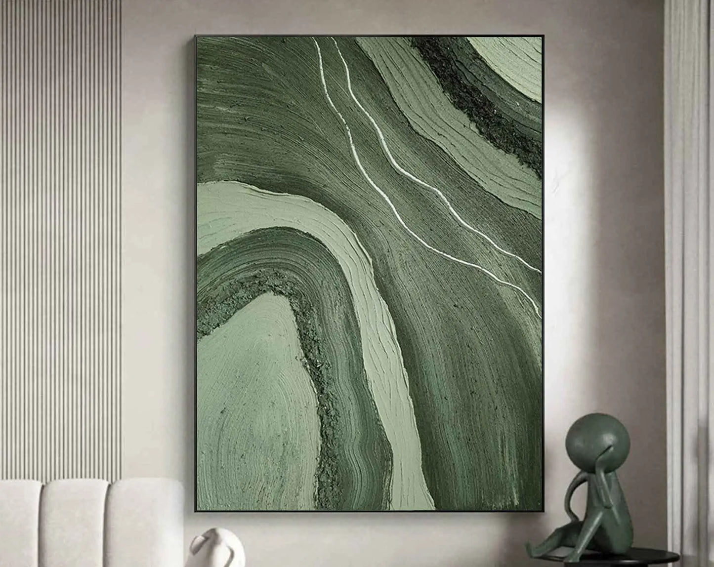 Big Sizes Abstract Wall Art Fine Art Canvas Prints Green Beige Golden Flowing Textural Design Pictures For Modern Apartment Living Room Foyer Art Decor 2025 00