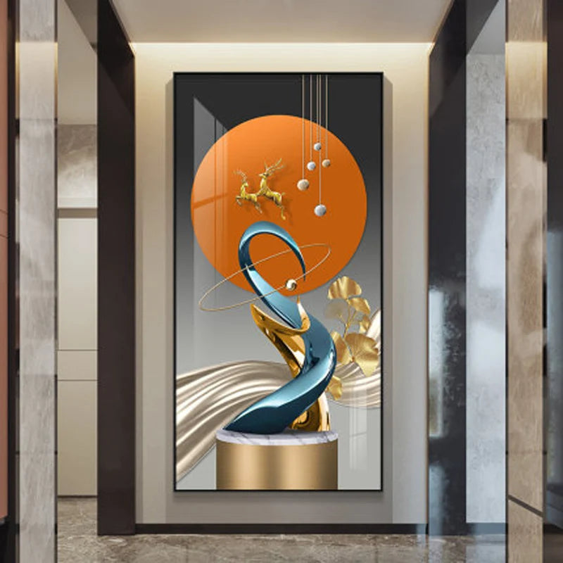 Decorative wall art with abstract design in a modern interior setting