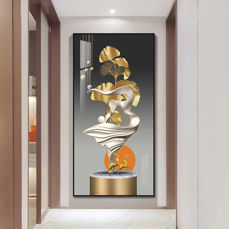 Decorative wall art with abstract design in a modern interior setting