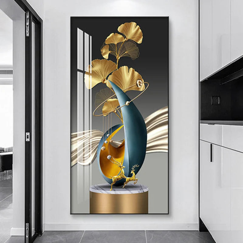 Decorative wall art with abstract design in a modern interior setting