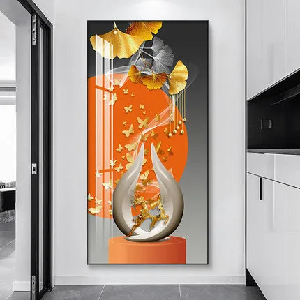 Decorative wall art with abstract design in a modern interior setting