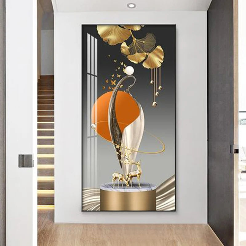 Decorative wall art with abstract design on a white wall