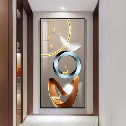 Decorative wall art with abstract design in a modern interior setting