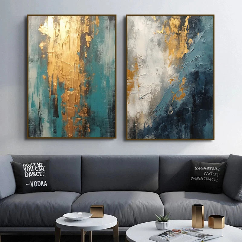 Big Sizes Black Grey Golden Abstract Wall Art Fine Art Canvas Print Contemporary Artworks For Modern Apartment Living Room Decor