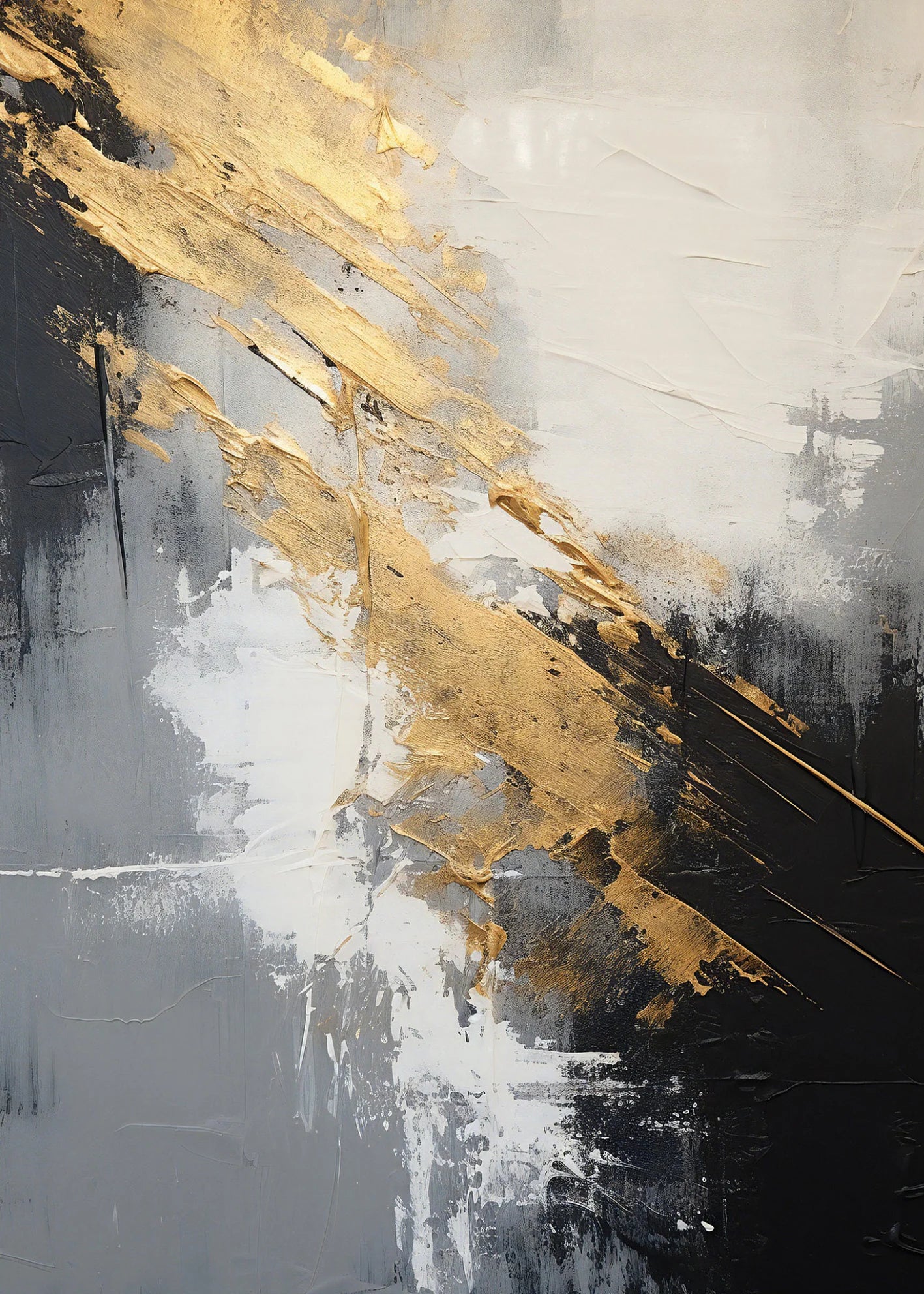 Big Sizes Black Grey Golden Abstract Wall Art Fine Art Canvas Print Contemporary Artworks For Modern Apartment Living Room Decor