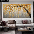 Big Sizes Golden Willow Tree Wall Art Fine Art Canvas Print Modern Abstract Botanical Artwork For Living Room Above-The-Sofa Art Decor