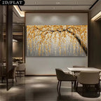 Big Sizes Golden Willow Tree Wall Art Fine Art Canvas Print Modern Abstract Botanical Artwork For Living Room Above-The-Sofa Art Decor