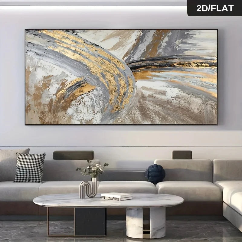 Abstract art painting in a modern living room setting